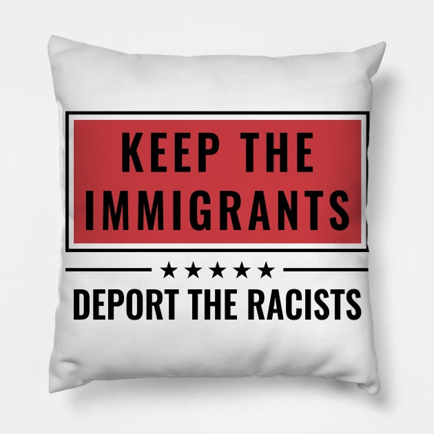 keep the immigrants Pillow by Tamie