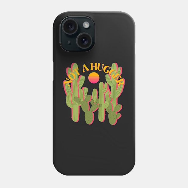 Not a Hugger - Funny Vintage Saguaro Cactus and Sun Phone Case by Hopkinson