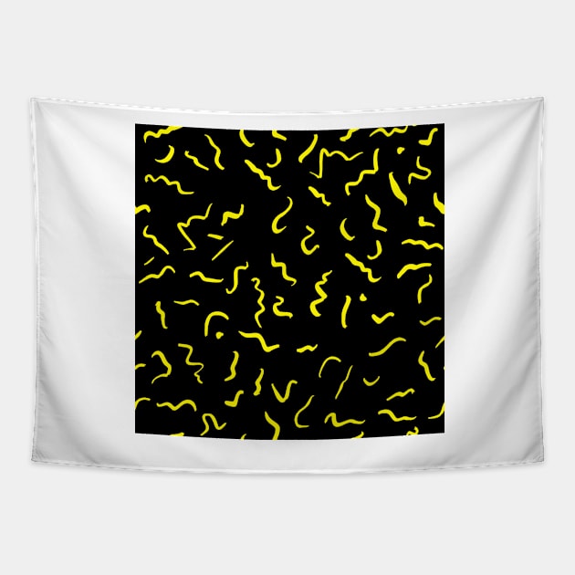 Artistic Squiggle Colorful Print Pattern Yellow Tapestry by Auto-Prints