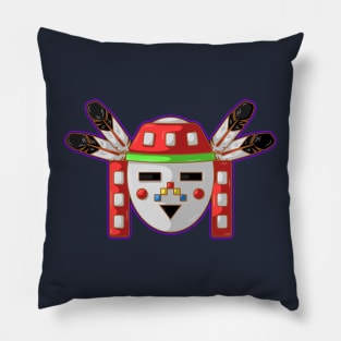 Native american hopi kachina art with feathers Pillow