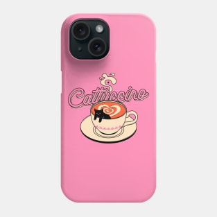 Cappuccino Black Cat in pink Phone Case