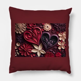 Beautiful floral pattern of valentines hearts - deeper violets and crimsons ! Pillow