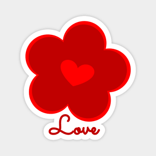 Red flower with love letters Magnet