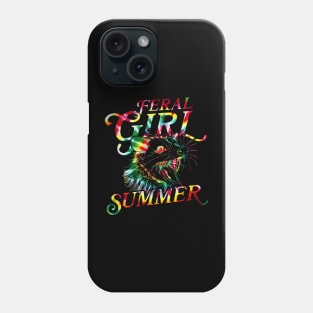 feral girl summer funny possum juneteenth rasta tie dye Phone Case