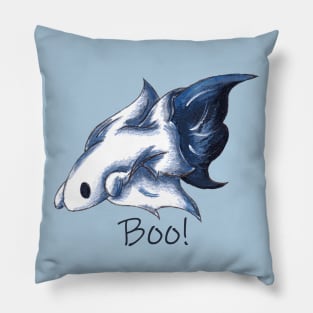 Ghostly Blue (With Text) Pillow