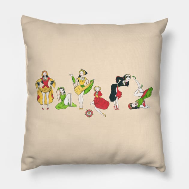 Tudor Pin-ups Pillow by Joyia M