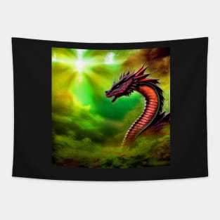 Purple and Red Dragon in the Forest Light Tapestry