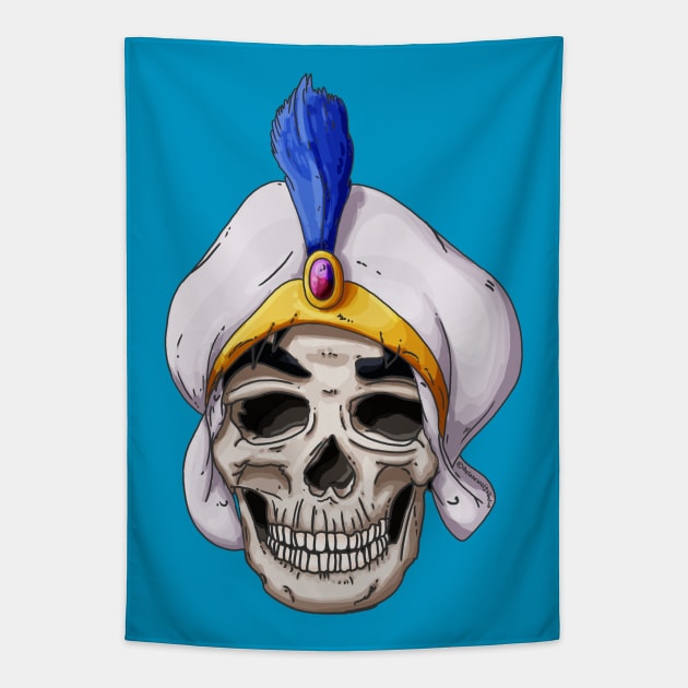 Prince Aladdin Skull Tapestry by TheLoneWolfStudio