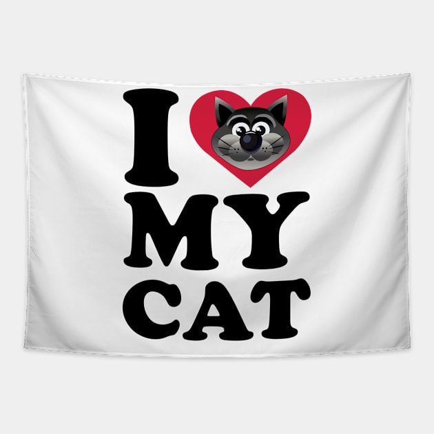 i love my cat Tapestry by Pet & Nature Lovers