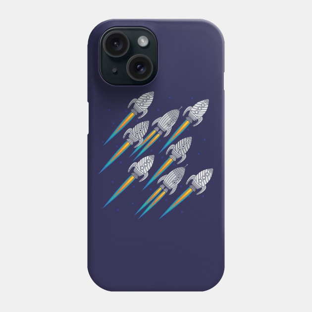 BLAST OFF! Outer Space Rocket Spaceship Interstellar Space Travel Exploration with Stars - UnBlink Studio by Jackie Tahara Phone Case by UnBlink Studio by Jackie Tahara