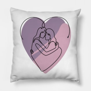 Minimalist Abstract Silhouette Of Lesbian Couple Pillow