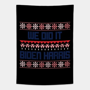 we did it - biden harris ugly christmas sweater Tapestry