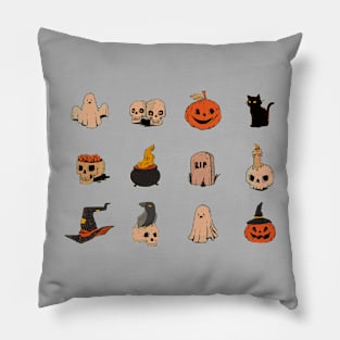 Halloween-Ghost-Skull-Pumpkin-Cat-Witch-Crow-Art Pillow