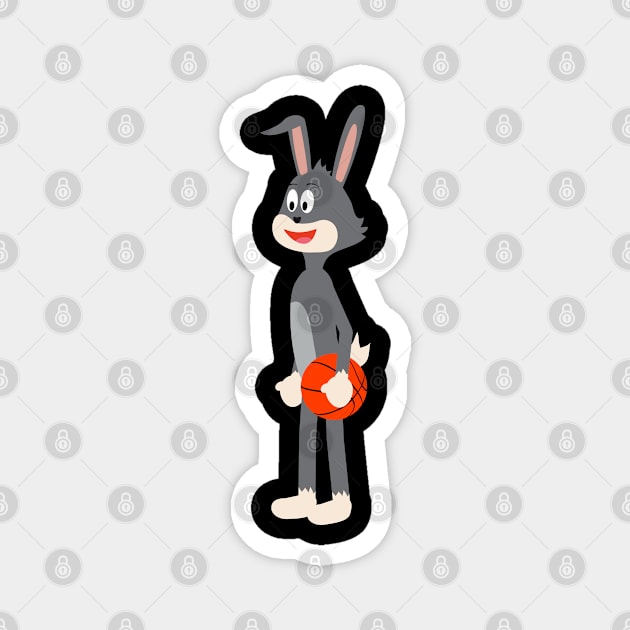 Cartoon Rabbit Basketball Relax Standing Magnet by HappyGiftArt