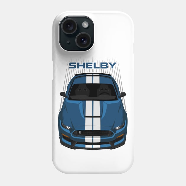 Ford Mustang Shelby GT350 2015 - 2020 - Ford Performance Blue - White Stripes Phone Case by V8social