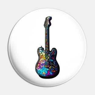 Vintage Stained Glass Guitar Gifts Guitarist Concert Guitar Pin