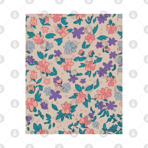 Floral Pattern 90' lofi: Pastel Petal Harmony Magnet by FLRW