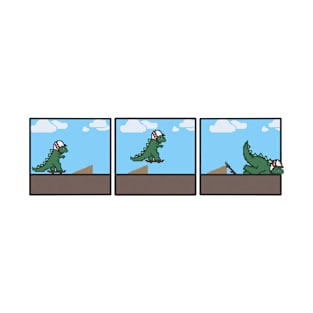 Pixel Dinosaur Skateboard Fail T-Shirt