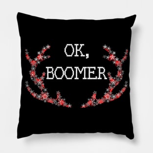 OK Boomer Meme Millennial Gen Z Ugly Christmas Gift Pillow