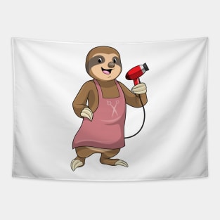 Sloth as Hair stylist with Hairdryer Tapestry