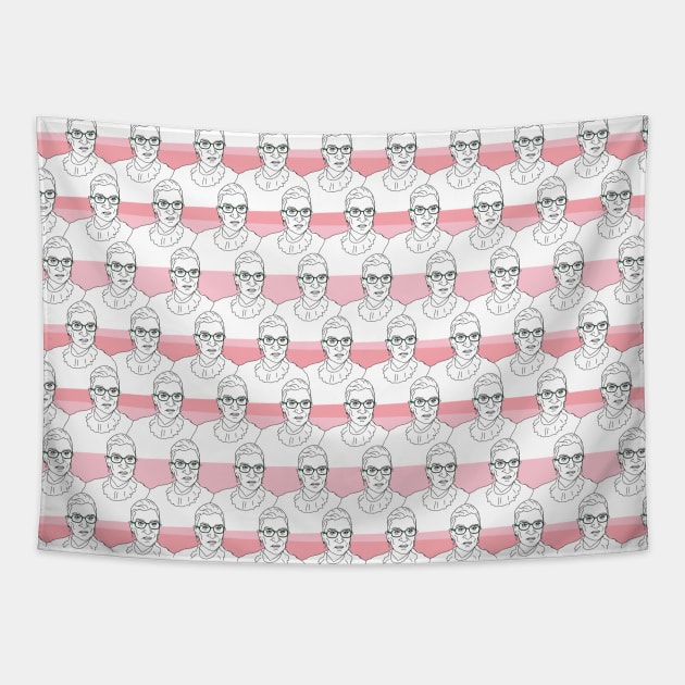 Ruth Bader Ginsburg Pink Pattern Tapestry by FemCards