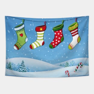 Christmas stockings landscape Tapestry