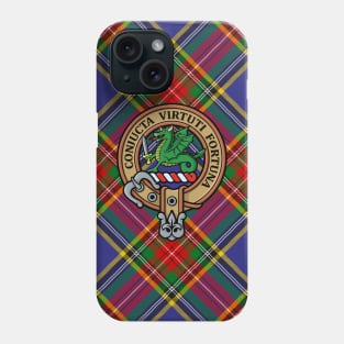 Clan MacBeth Crest over Tartan Phone Case