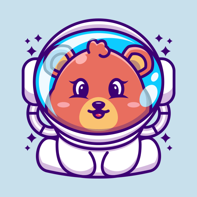 Cute baby bear wearing an astronaut helmet, cartoon character by Wawadzgnstuff