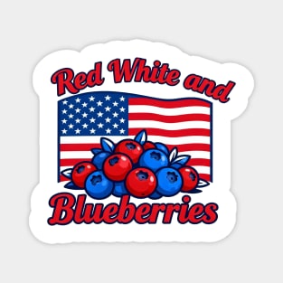 Red White and Blueberries - Patriotic USA Flag Design Magnet