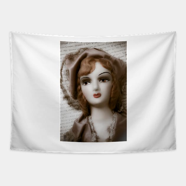 Old Doll On Letter Tapestry by photogarry