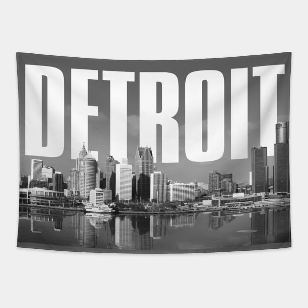 Detroit Cityscape Tapestry by PLAYDIGITAL2020