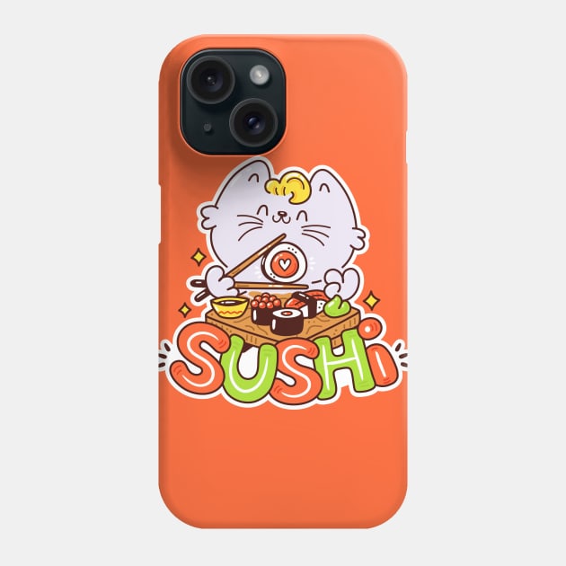 Sushi Cat Yum Phone Case by machmigo