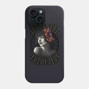 Red Poppy portrait girl digital art Phone Case