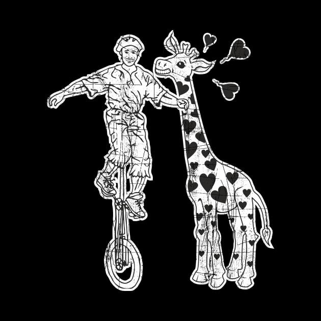 Giraffe  Loves Funny Freaky Giraffe Unicyclist Artist by FancyTeeDesigns