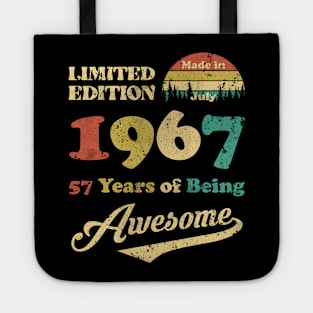 Made In July 1967 57 Years Of Being Awesome Vintage 57th Birthday Tote