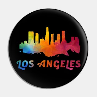 Los Angeles City Skyline Watercolor Style Pin