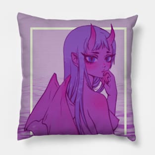 Demon Anime Girl, Digital Painting Pillow