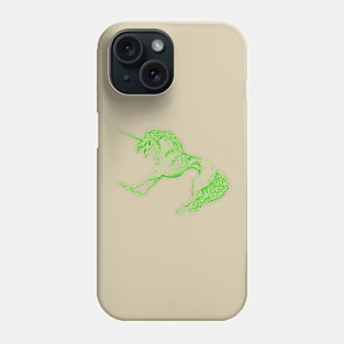 Nightmare Unicorn, Green Outline Phone Case