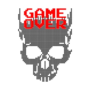 8-Bit Retro Gaming Game Over Gamer Halloween Pixel Skull T-Shirt