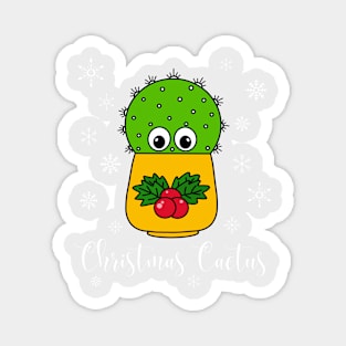 Christmas Cactus - Cute Cactus In Christmas Holly Pot Magnet