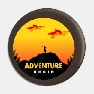 Victory after climbing mountains vintage hiking Pin