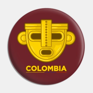 Ancient colombian indigenous golden mask design Pin