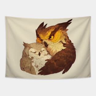 Owl Bear Family Tapestry