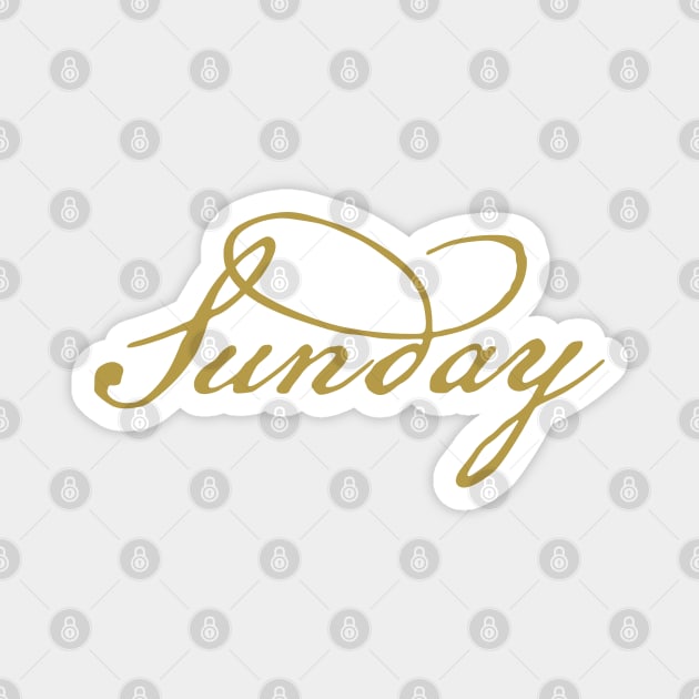 Sunday Gold Script Typography Magnet by ellenhenryart