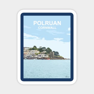 Polruan River Fowey Cornwall. Cornish gift Kernow Travel location poster, St Austell Magnet
