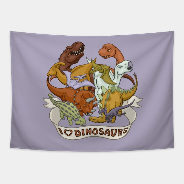 I Heart Dinosaurs Tapestry by JadaFitch