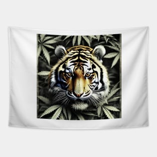 Tiger Screen Wildlife Canine Cannabis Tapestry