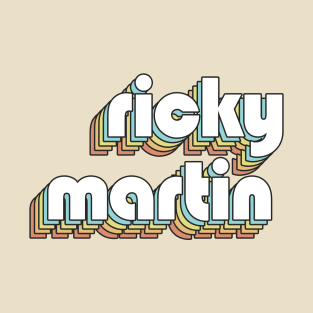 Ricky Martin - Retro Rainbow Typography Faded Style T-Shirt