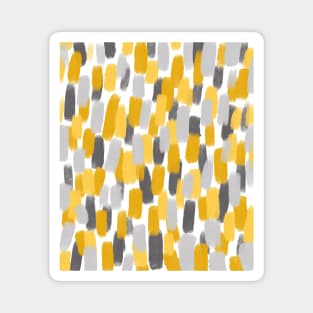 Grey and Mustard Yellow Paint Brush Effect, Abstract Magnet