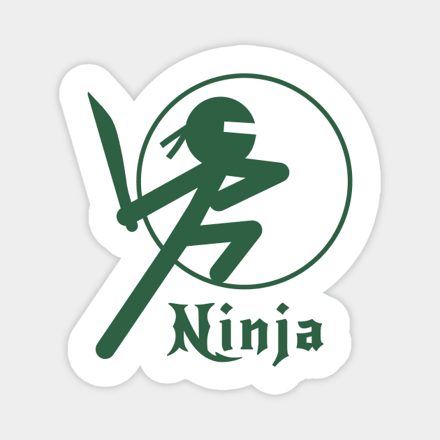 Stickman Ninja - Green Magnet by Design Fern